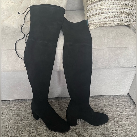 Stuart Weitzman Tieland Over the Knee Boots in Black Suede - Picture 3 of 7